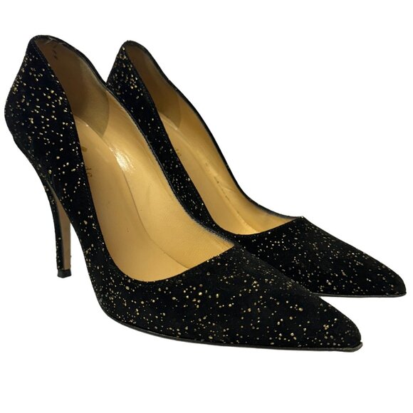 Kate Spade Licorice Pumps Womens 6 B Black Gold Flecked Suede Pointed Heel Italy - Picture 9 of 15